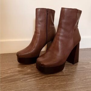 Aldo Chocolate Brown Platform Ankle Boots